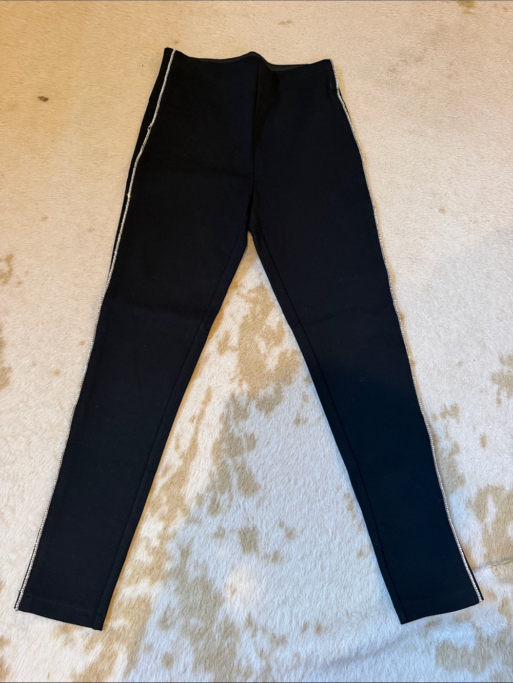 Zara Black Leggings with Metallic Side Trim